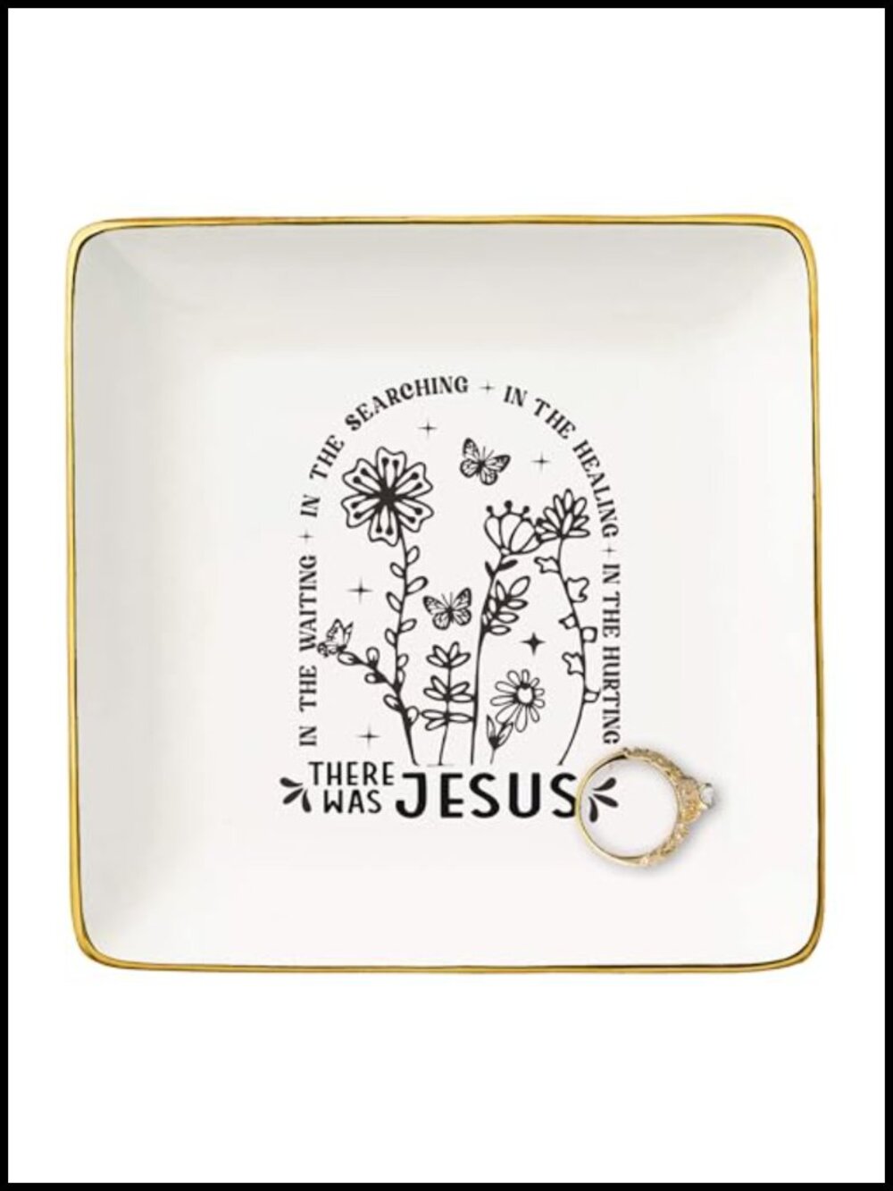 Ceramic Jewelry Tray Trinket Holder Ring Dish Christian Scripture Biblical